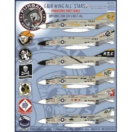 Airwing All-Stars: McDonnell Phantoms Parte 3, tiene opciones para seis 1/48 aviones F-4J, todas pintadas en el atractivo de la 