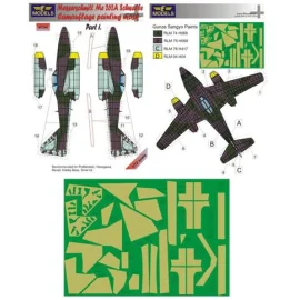 parte I máscara patrón de camuflaje pintura Messerschmitt Me 262A Schwalbe (diseñado para ser utilizado con Hasegawa, Hobby Boss