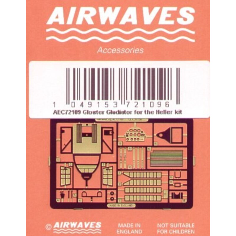 Gloster Gladiator cockpit interior etc (diseñado para ser ensamblado con maquetas de Encore and Heller)