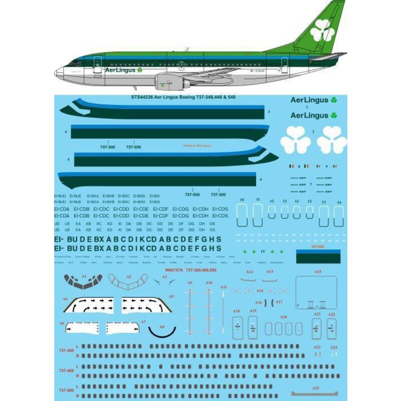 Aer Lingus 1970 librea Boeing 737-300, 737-400, 737-500