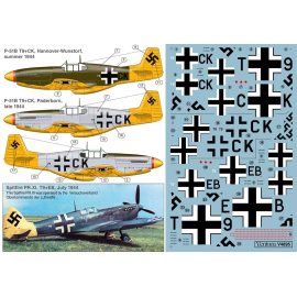  Calcomanía Luftwaffe capturado norteamericano P-51B y Spitfire PR Mk.XI. Hay tres opciones: - P-51B T9 + CK, Hannover-Wunstorf,