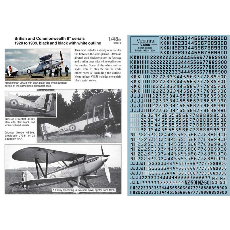 RAF y de la Commonwealth 1919-1939 seriadas. 8 negro y negro con el esquema blanco. Entre-la-guerras periodo 1 / 48th escala ser