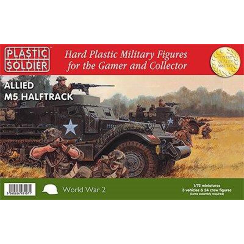 3 x 1 / 72ª M5 semiorugas con opciones para construir cualquiera de las versiones M5 o M5A1 con 8 figuras de la tripulación brit