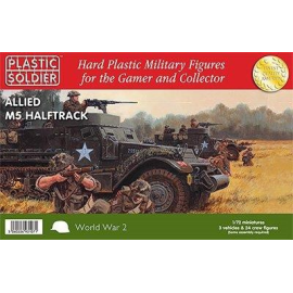 Maqueta 3 x 1 / 72ª M5 semiorugas con opciones para construir cualquiera de las versiones M5 o M5A1 con 8 figuras de la tripulac