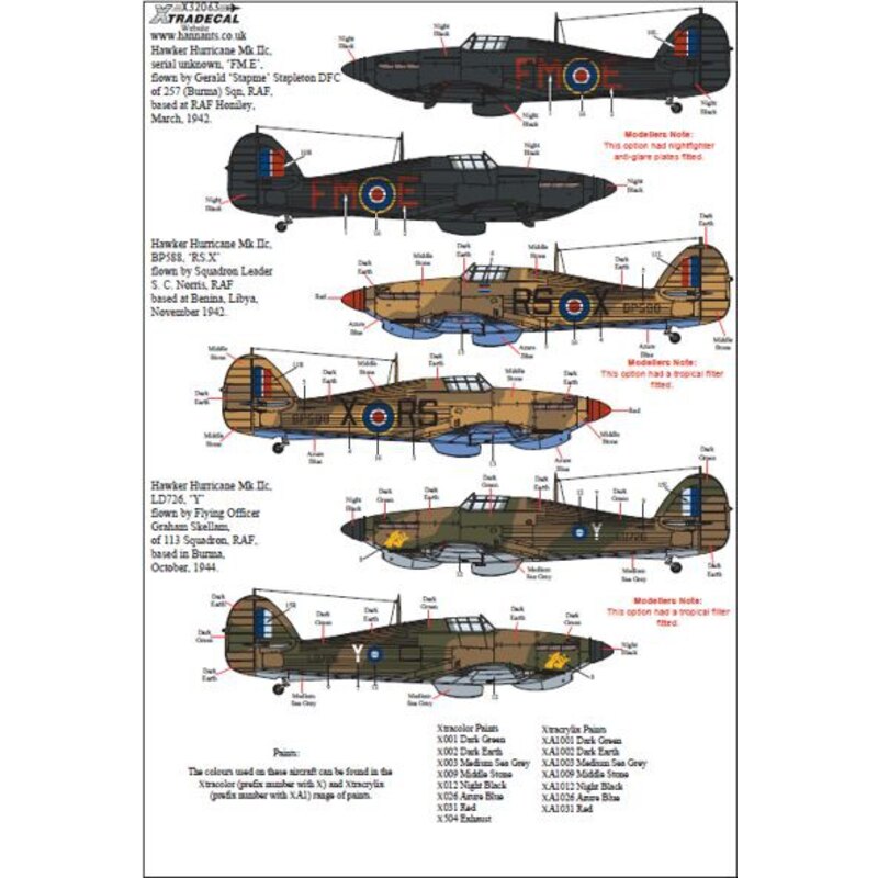 Hawker Hurricane Mk.IIc Pt 2 (3) de serie desconocido, FM-E comandante de vuelo de Gerald Stapme Stapleton DFC & Bar 257 (Birm