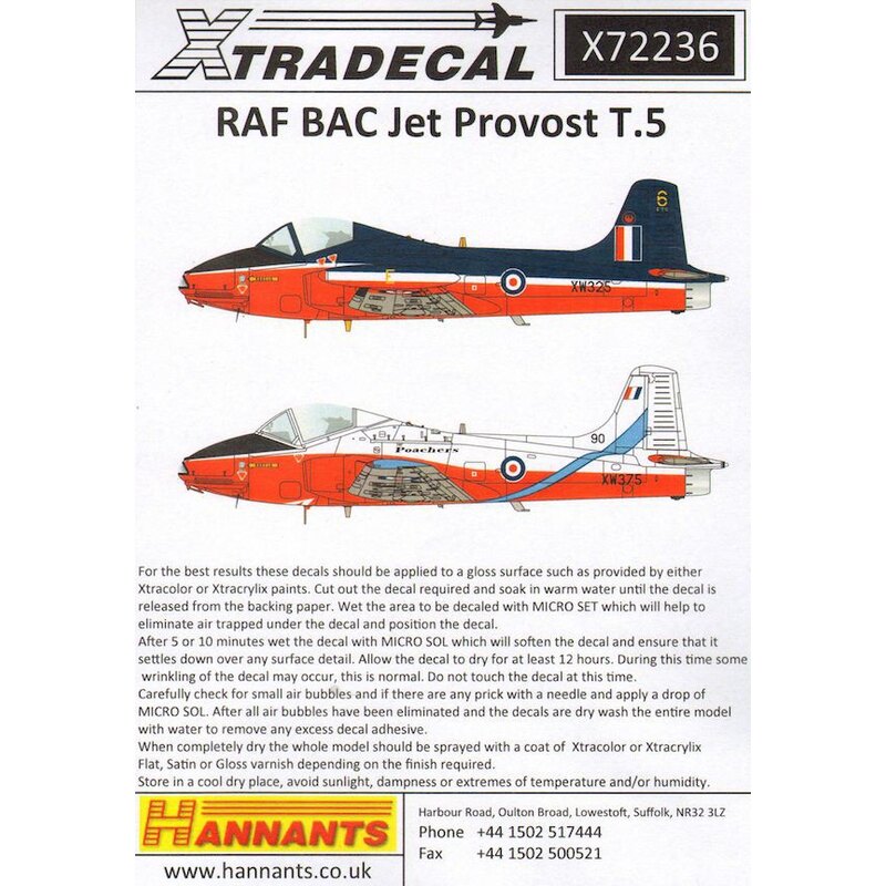  Calcomanía BAC Jet Provost T.Mk.5 RAF (11) Incluye 5 Equipos de visualización, Linton Cuchillas, Gemini Par, las espadas, los c