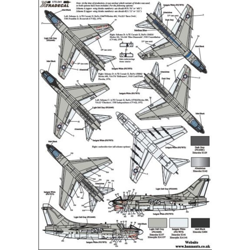 Colorido USN Vought A-7B / E Corsair II, parte 2 (4) A-7B 154479 401 VA-215 lechuzas USS Franklin D. Roosevelt Bi-Centenario 197