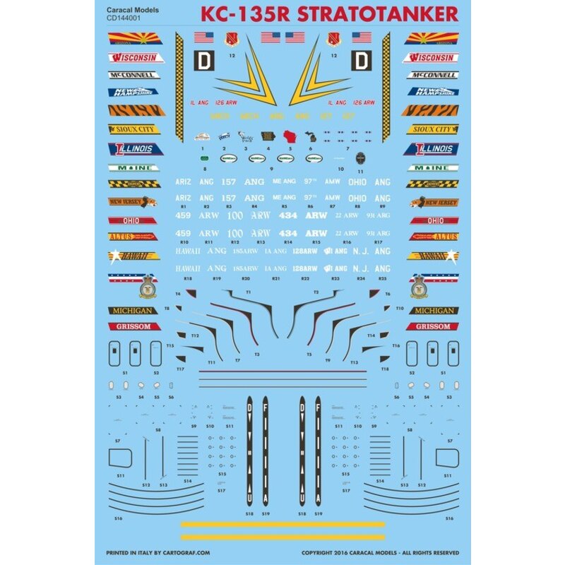  Calcomanía USAF KC-135R StratotankerThe caballo de batalla de la flota petrolera USAF desde la década de 1960, el KC-135 Strato