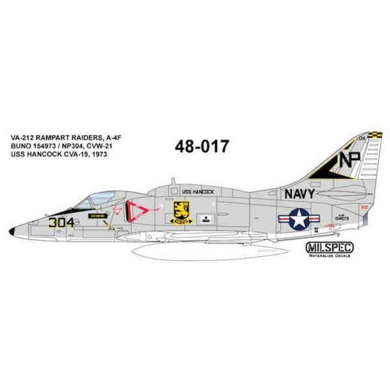 Douglas A-4F Skyhawk Skyhawk VA-212 de Rampart Raider 1976 USS HANCOCK CVA-19