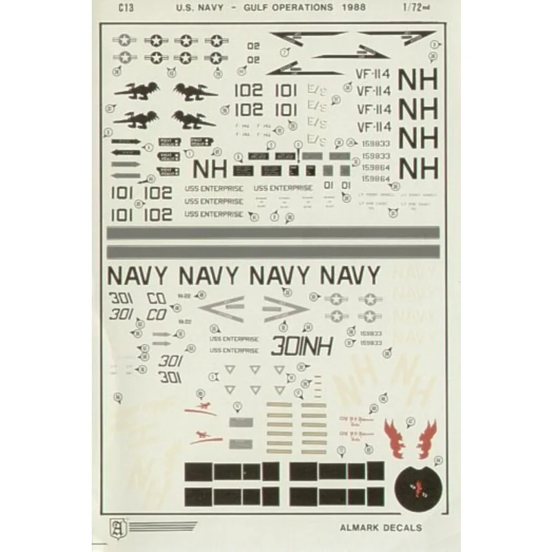 Vought A-7E Corsair II 159833 VA22 and Grumman F-14A 159864 and 159833 VF-114 Persian Gulf 1988