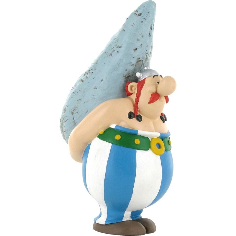 Figurita Astérix el Galo Minifigura Obelix con Menhir 12 cm